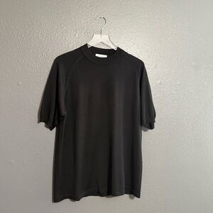 Anthology 100% Silk Crew Neck Black Short Sleeve Shirt Size M